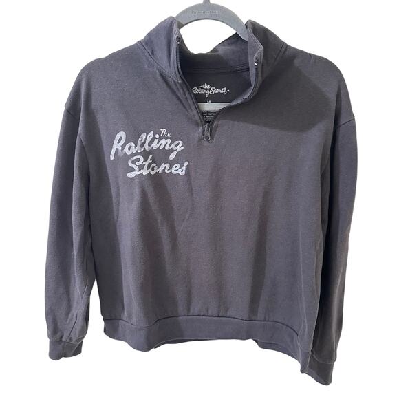 The Rolling Stones Official Merch Quarter Zip Sweatshirt Gray, size M - Picture 2 of 6